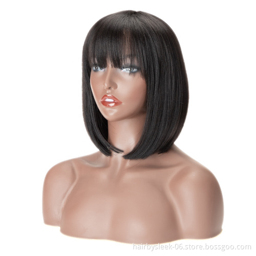 Rebecca fashion Manufacture wig 12 inches Brazilian Straight shape inside button Short Bob Wigs Synthetic Hair Wigs For Women